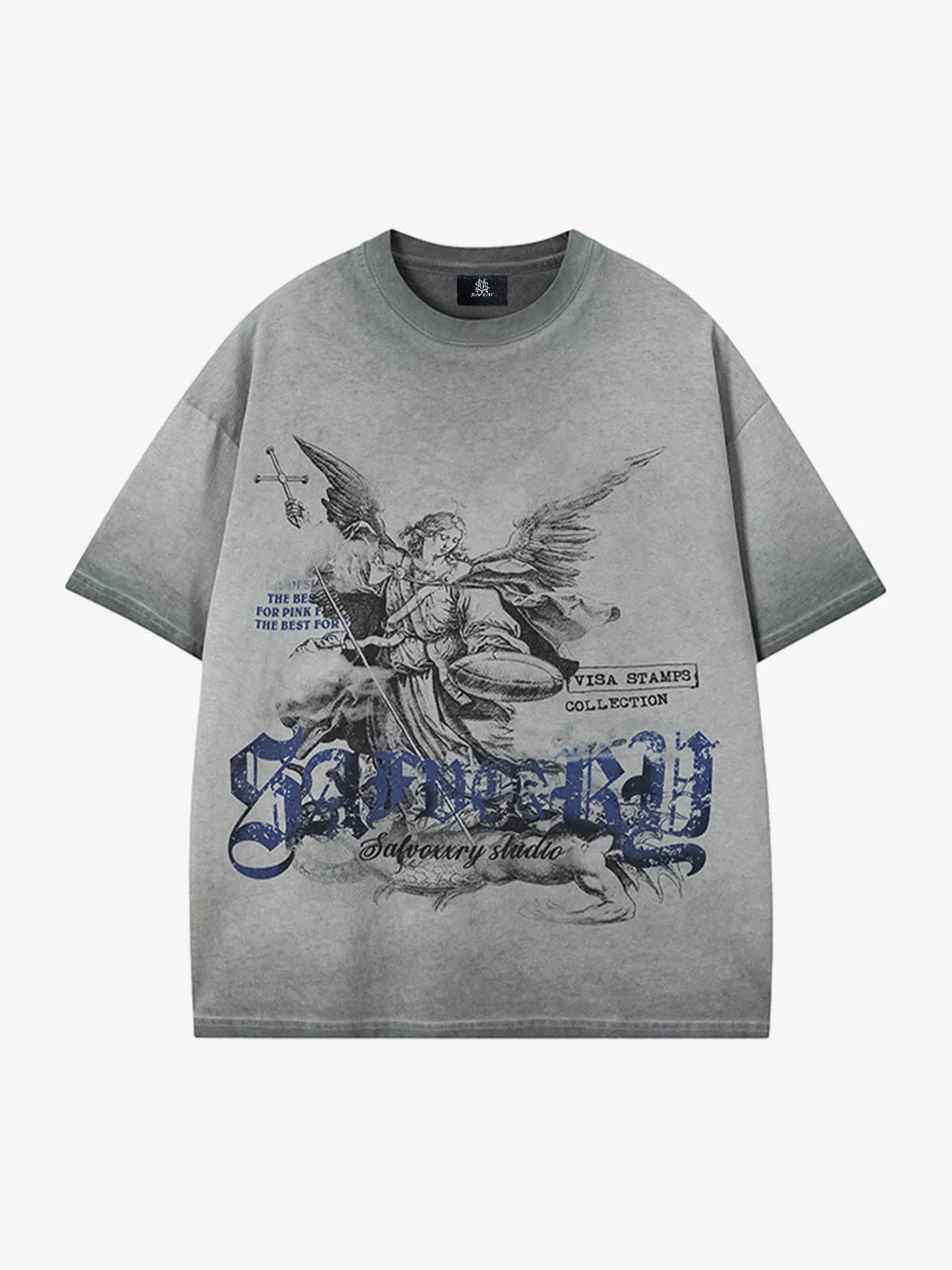 Gradient Distressed Print Short-Sleeved T-Shirt sold by Thesupermade