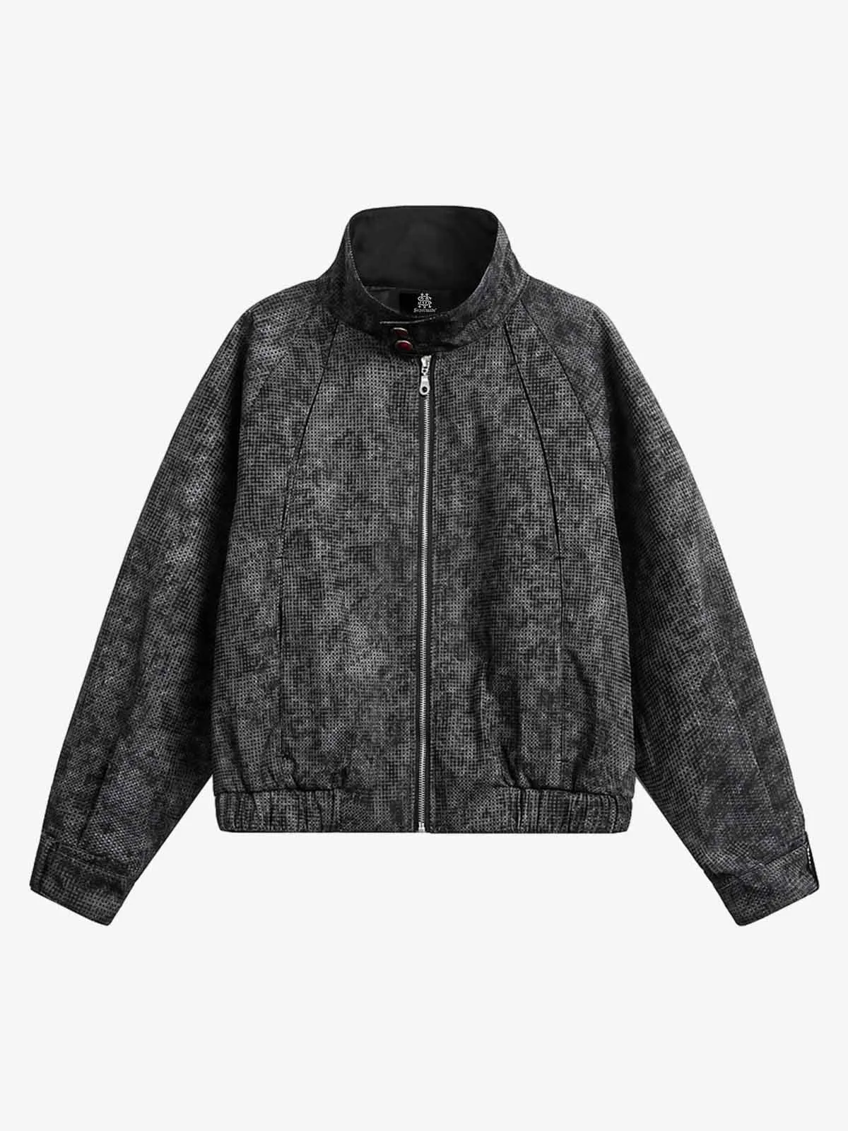 Dark Deconstructed Split Stand Collar Jacket sold by Thesupermade