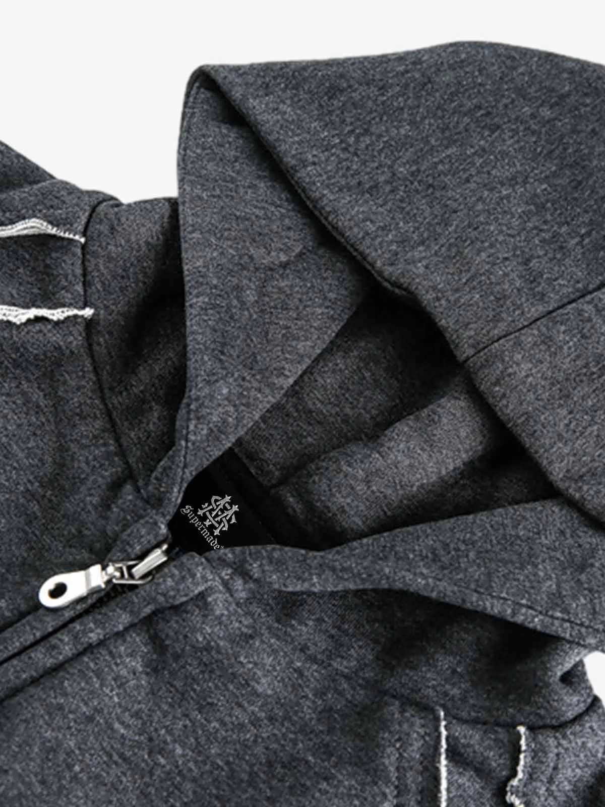 Destroyed Threaded Frayed Hooded Sweatshirt sold by Thesupermade product image thumbnail 3