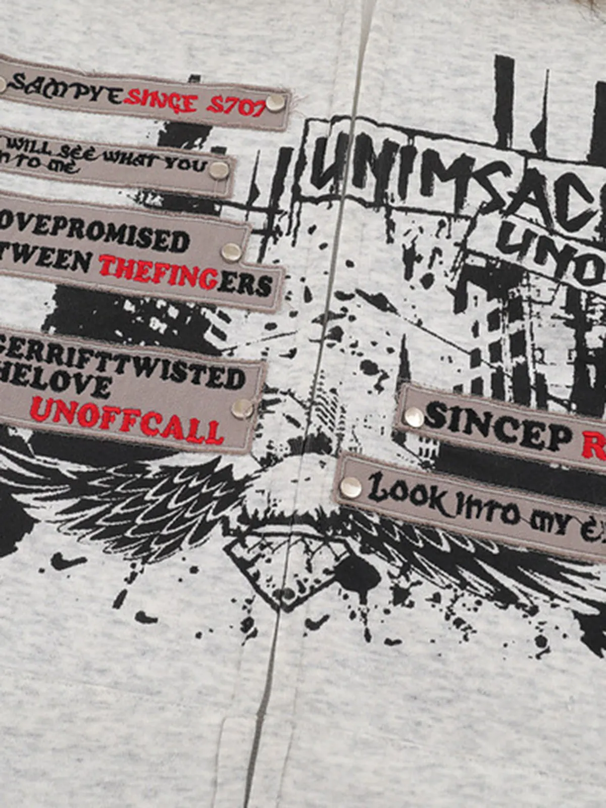 Vintage Faux Fur Collar Printed Zip Up Hooded Sweatshirt sold by Thesupermade product image thumbnail 5