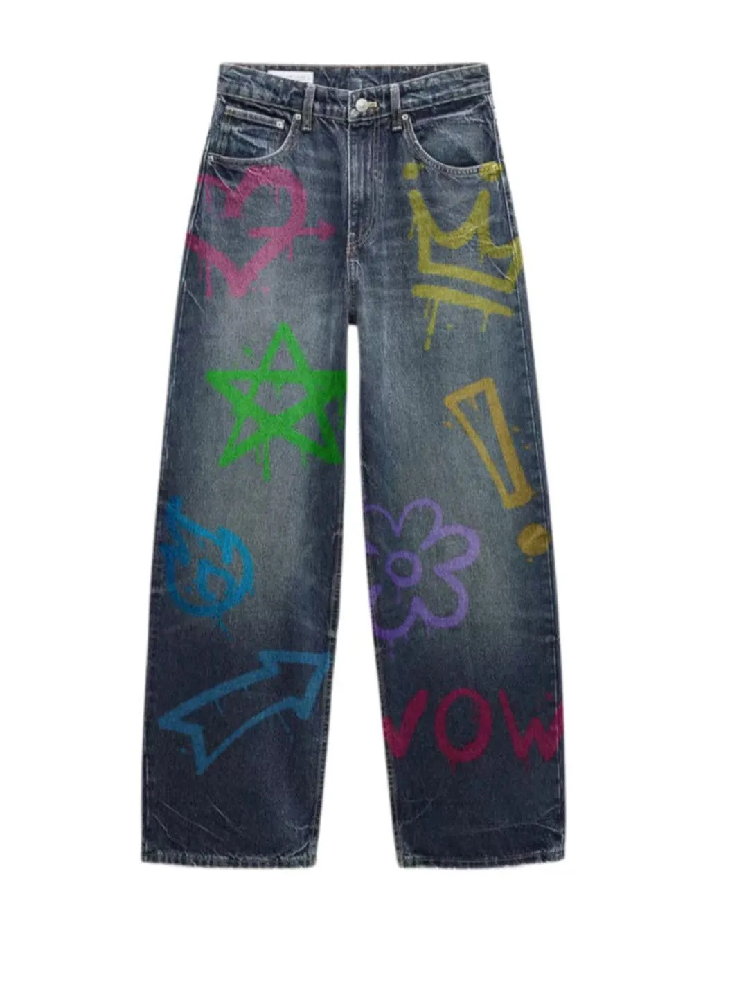 Vintage Graffiti Art Denim Jeans sold by Thesupermade