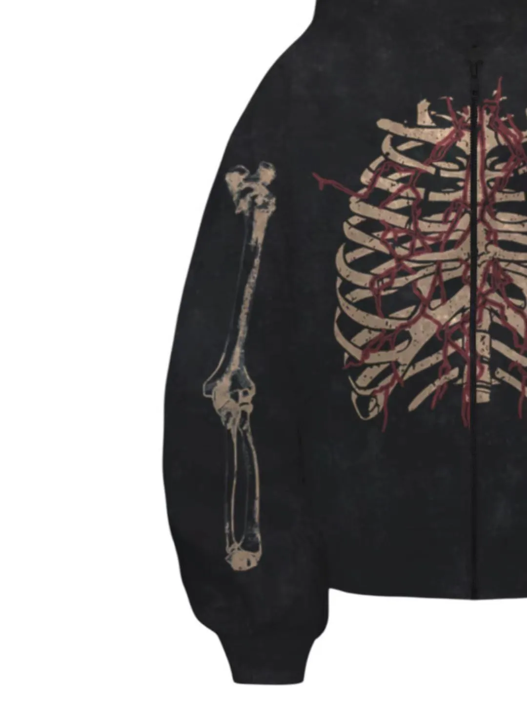 Skeleton Print Bones Zip Design Hoodie sold by Thesupermade product image thumbnail 4