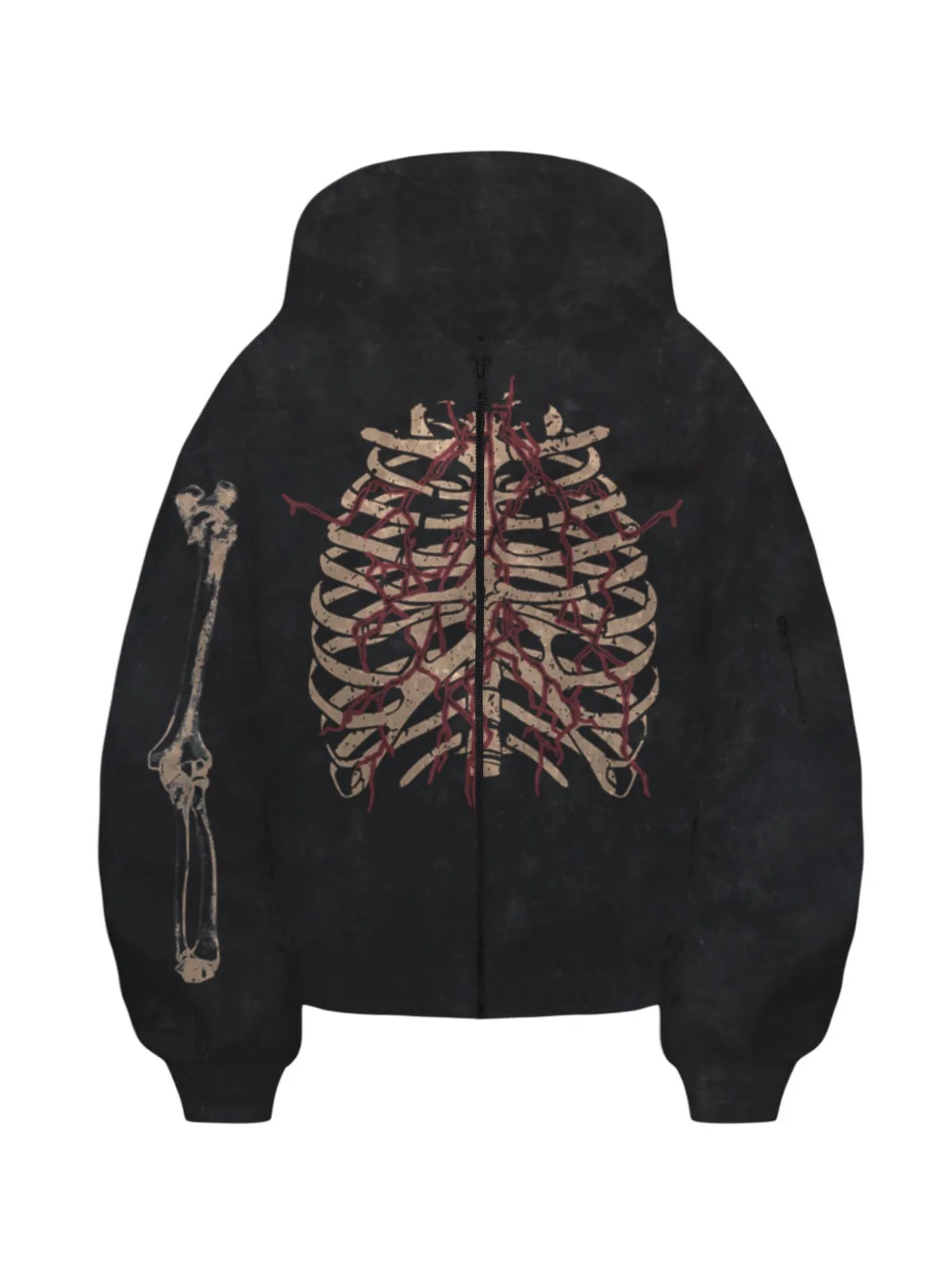 Skeleton Print Bones Zip Design Hoodie sold by Thesupermade