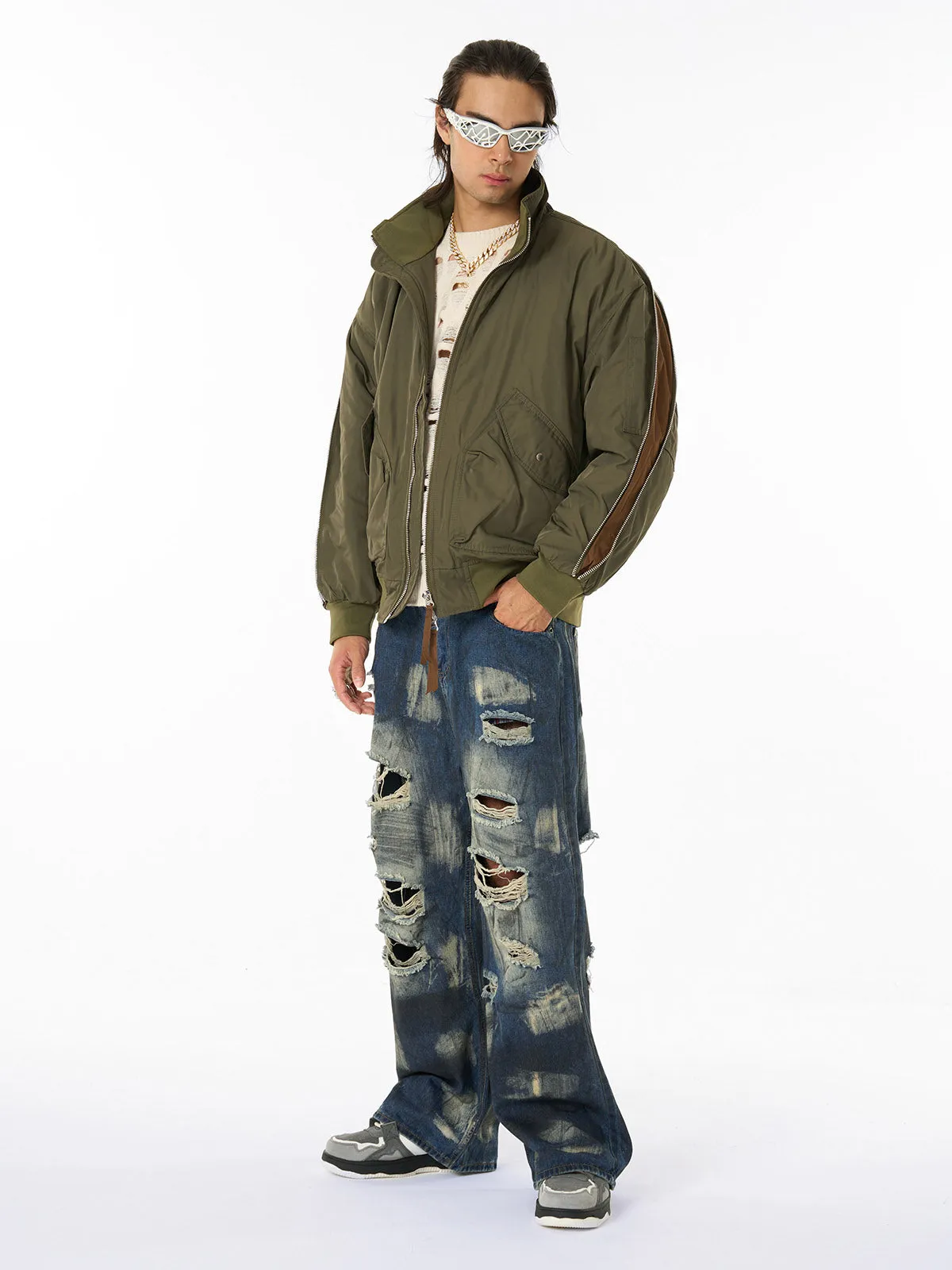 Washed Loose Fit Distressed Ripped Jeans sold by Thesupermade product image thumbnail 5