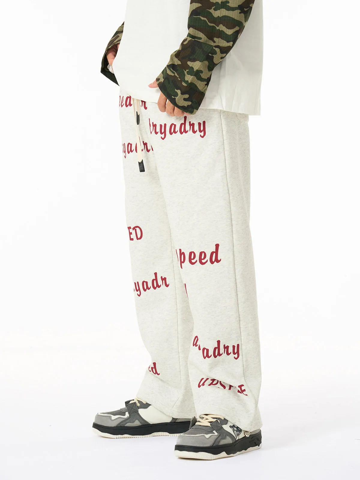 Camouflage Patchwork Contrast Color Lettering Fleece Sweatpants sold by Thesupermade product image thumbnail 2