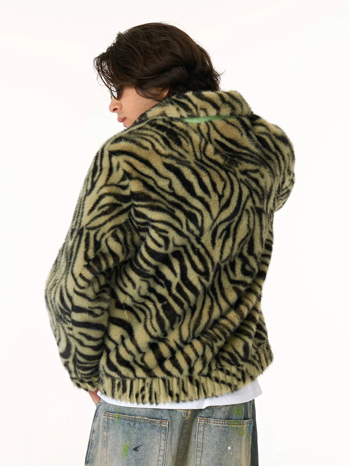 Vintage Striped Fur Thick Fleece Jacket sold by Thesupermade product image thumbnail 4