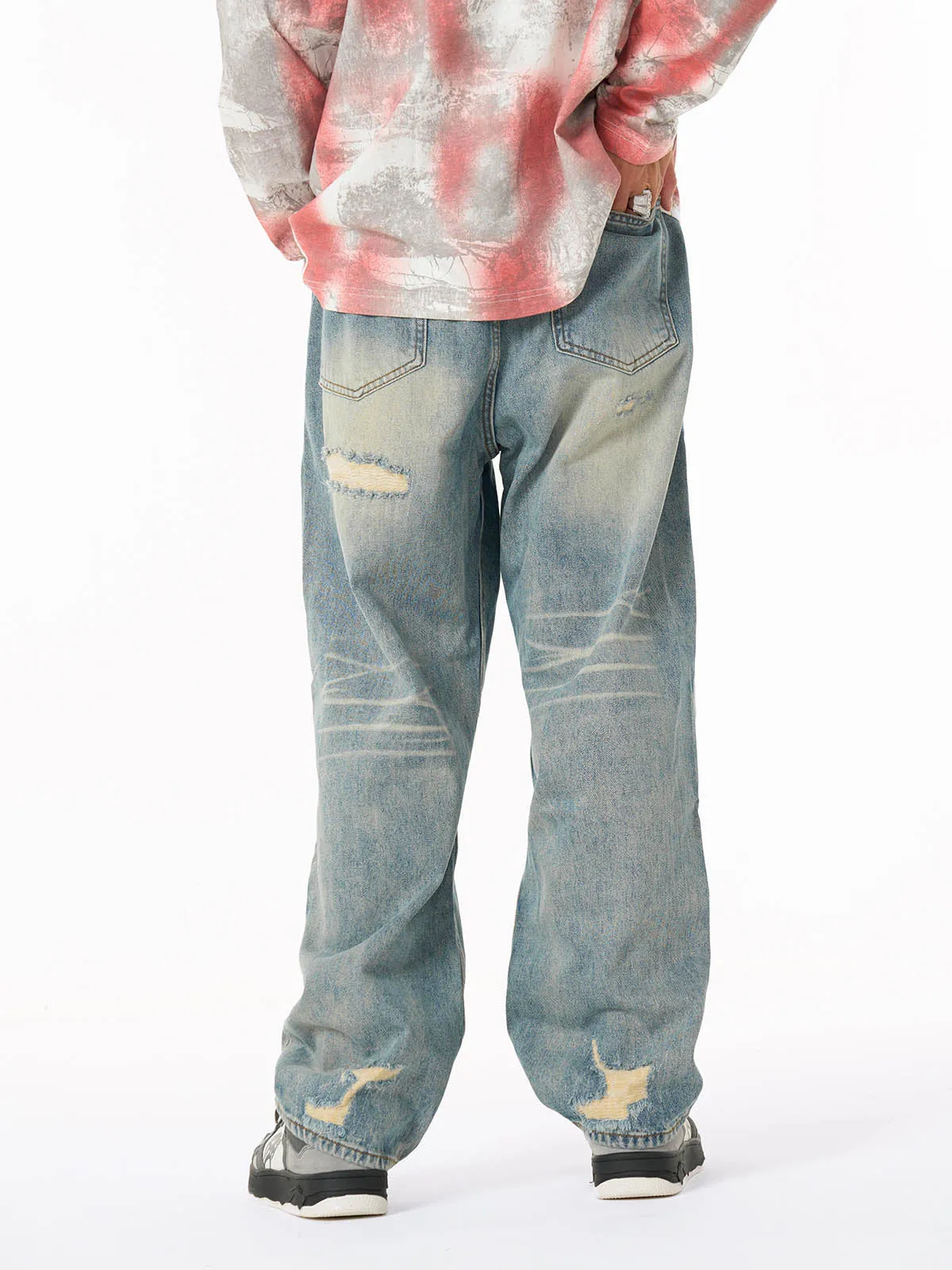Street Ragged Patches Denim Jeans sold by Thesupermade product image thumbnail 2