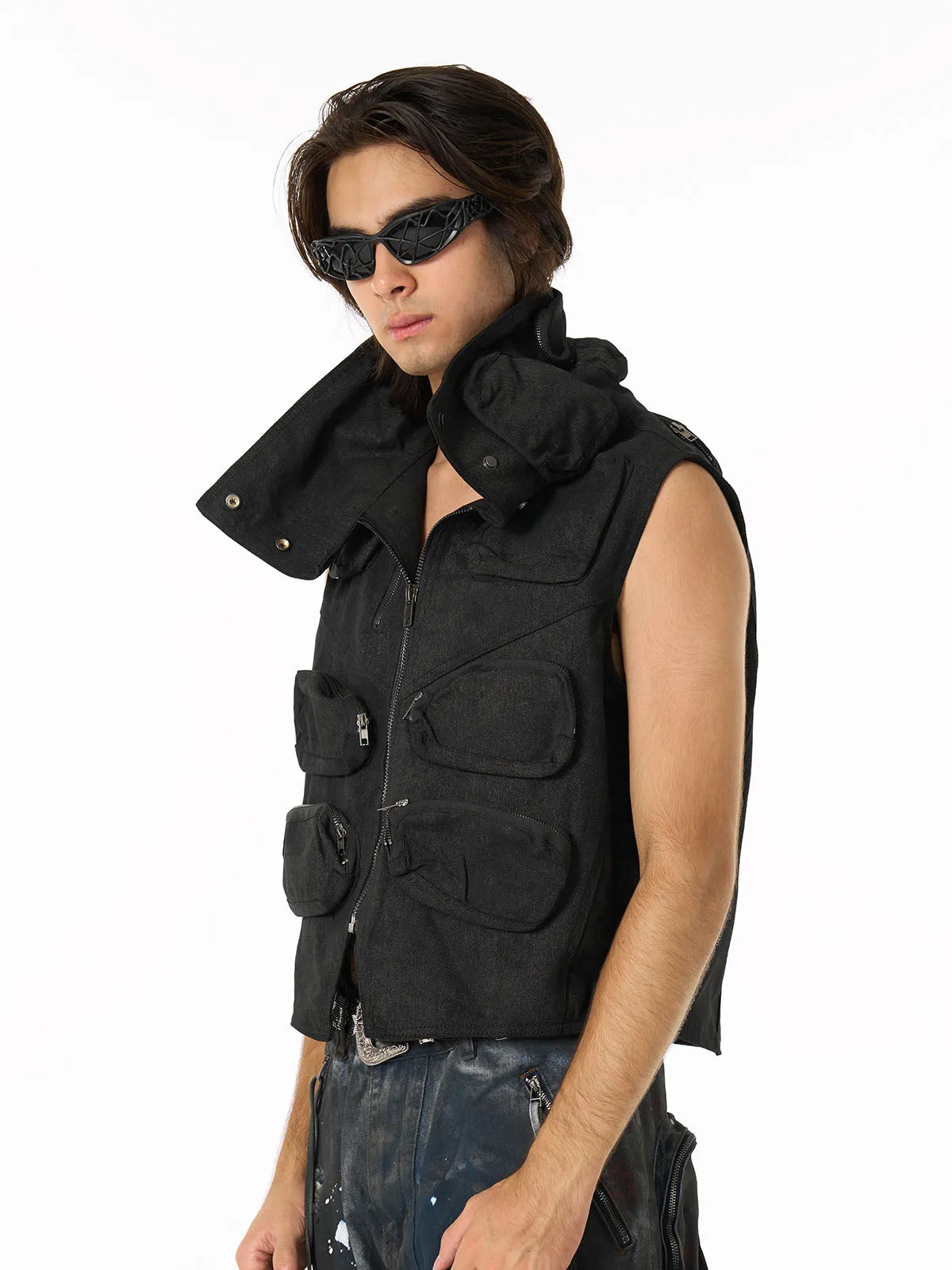 Heavy-duty Multi-pocket Multi-Zipper Vest sold by Thesupermade product image thumbnail 2