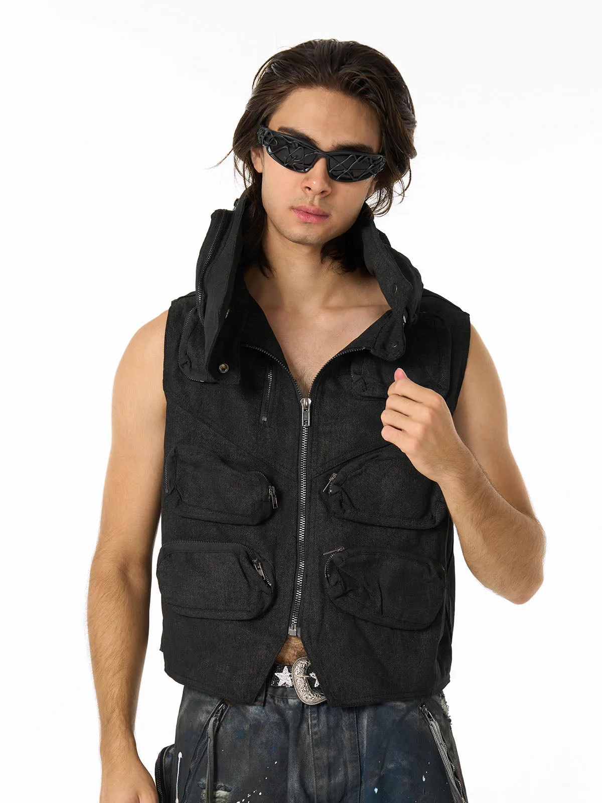 Heavy-duty Multi-pocket Multi-Zipper Vest sold by Thesupermade product image thumbnail 3