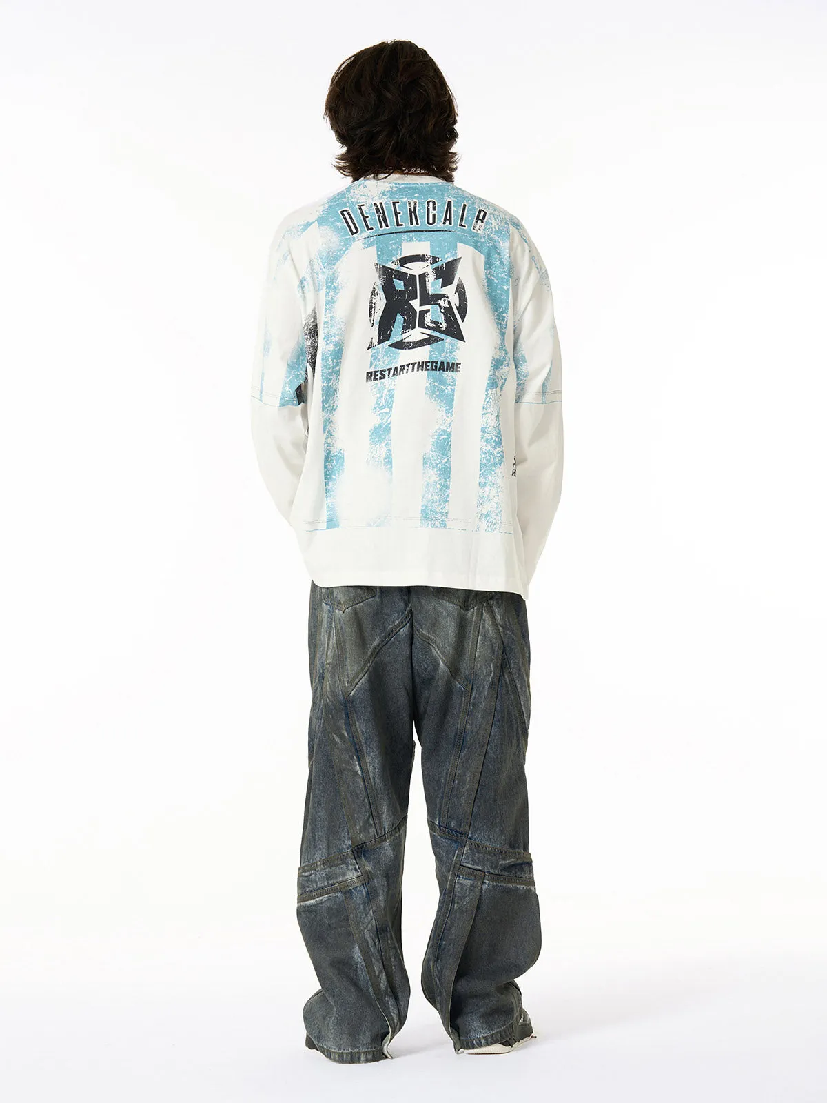 Vintage Washed Distressed Multi-Structure Patchwork Jeans sold by Thesupermade product image thumbnail 4