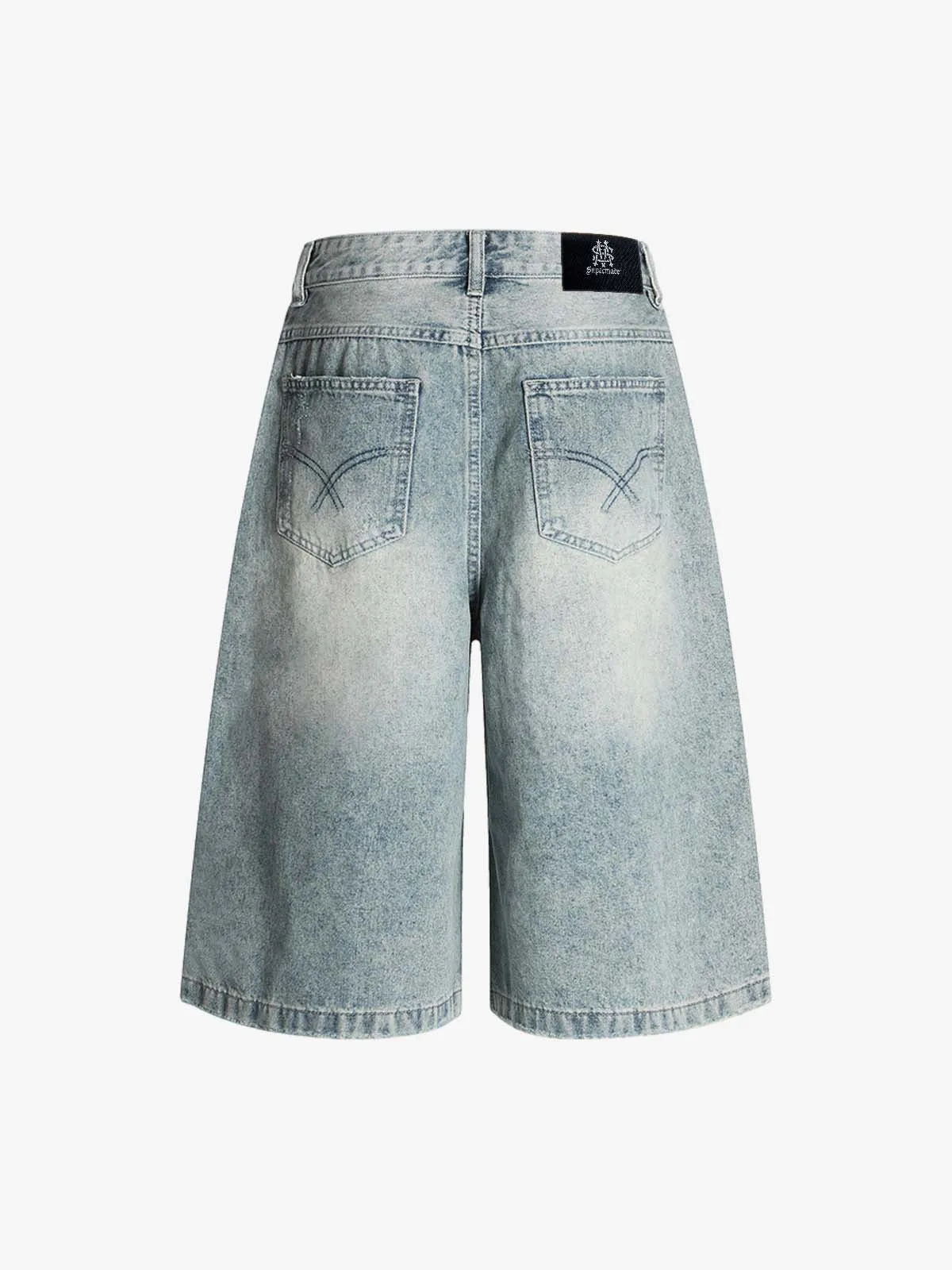 Distressed Washed Ripped Denim Jort sold by Thesupermade product image thumbnail 2
