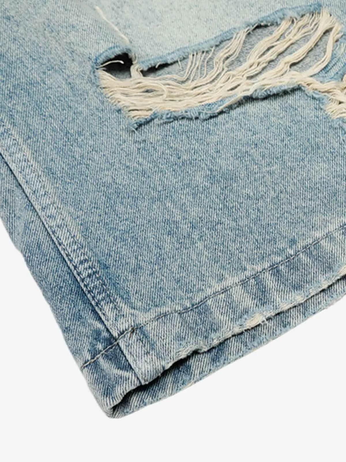 Distressed Washed Ripped Denim Jort sold by Thesupermade product image thumbnail 4