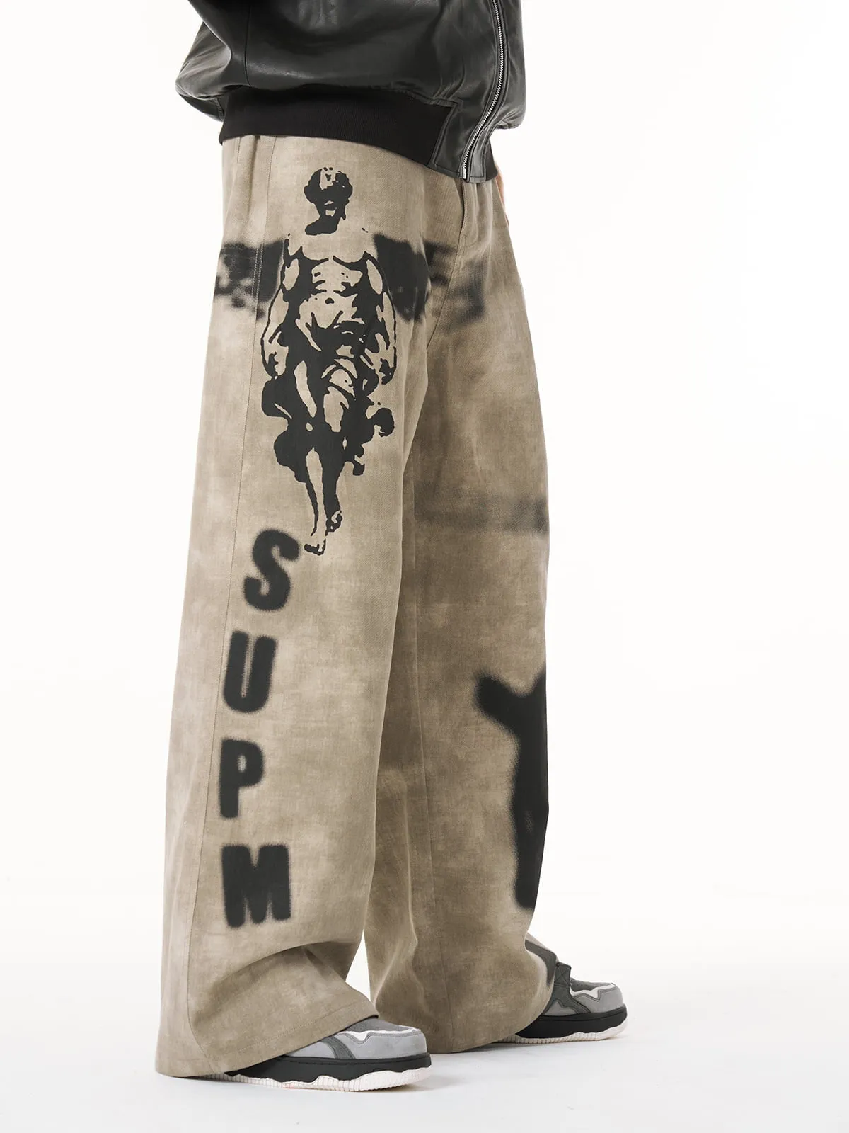 Original Large Cross Angel Print Distressed Jeans sold by Thesupermade