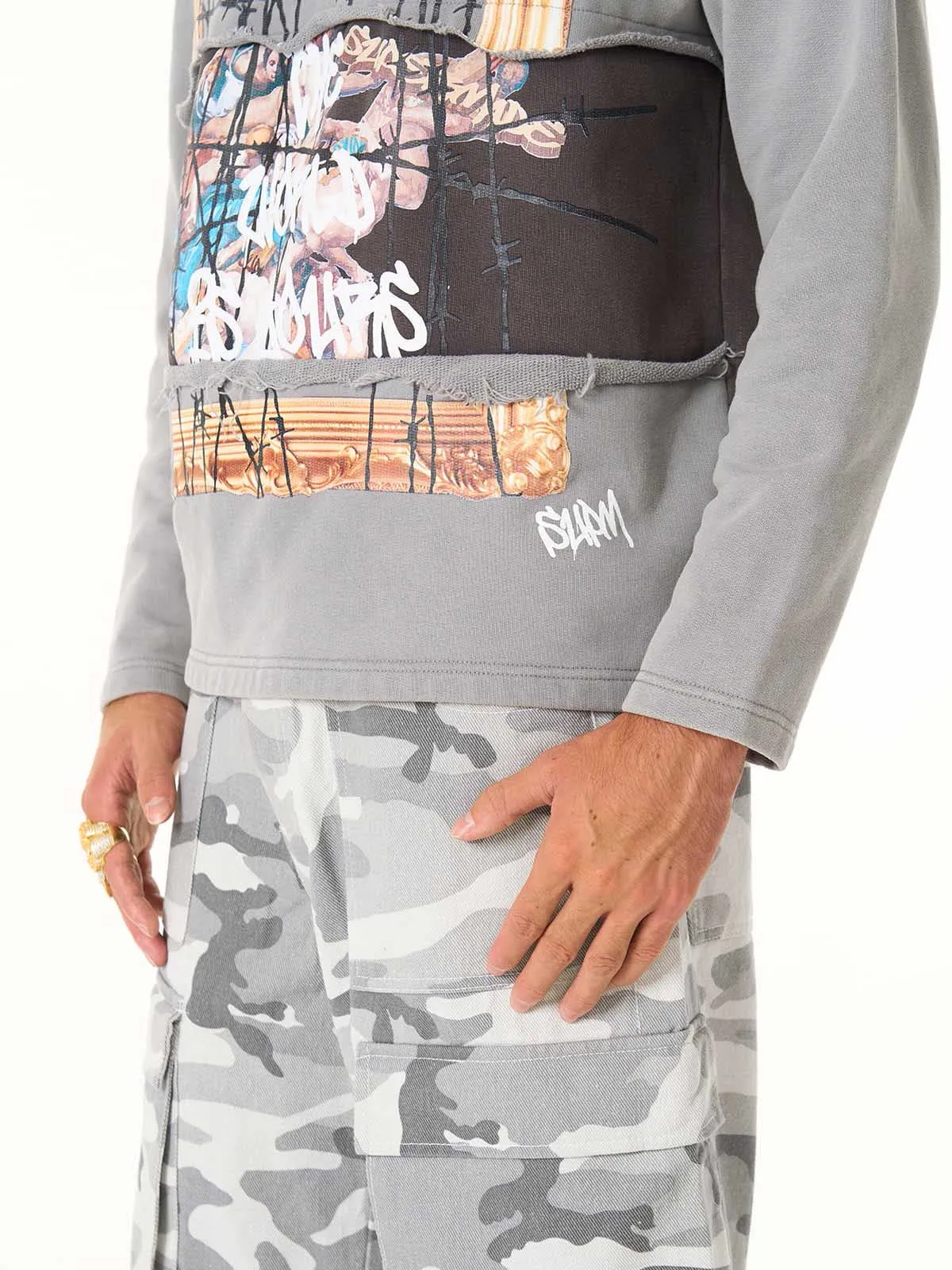 Thorn Destruction Graffiti Curled Hem Print Hoodie sold by Thesupermade product image thumbnail 5