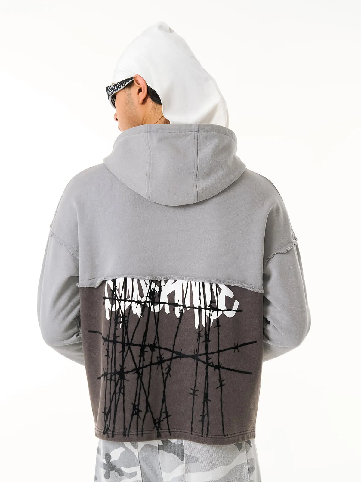 Thorn Destruction Graffiti Curled Hem Print Hoodie sold by Thesupermade product image thumbnail 3