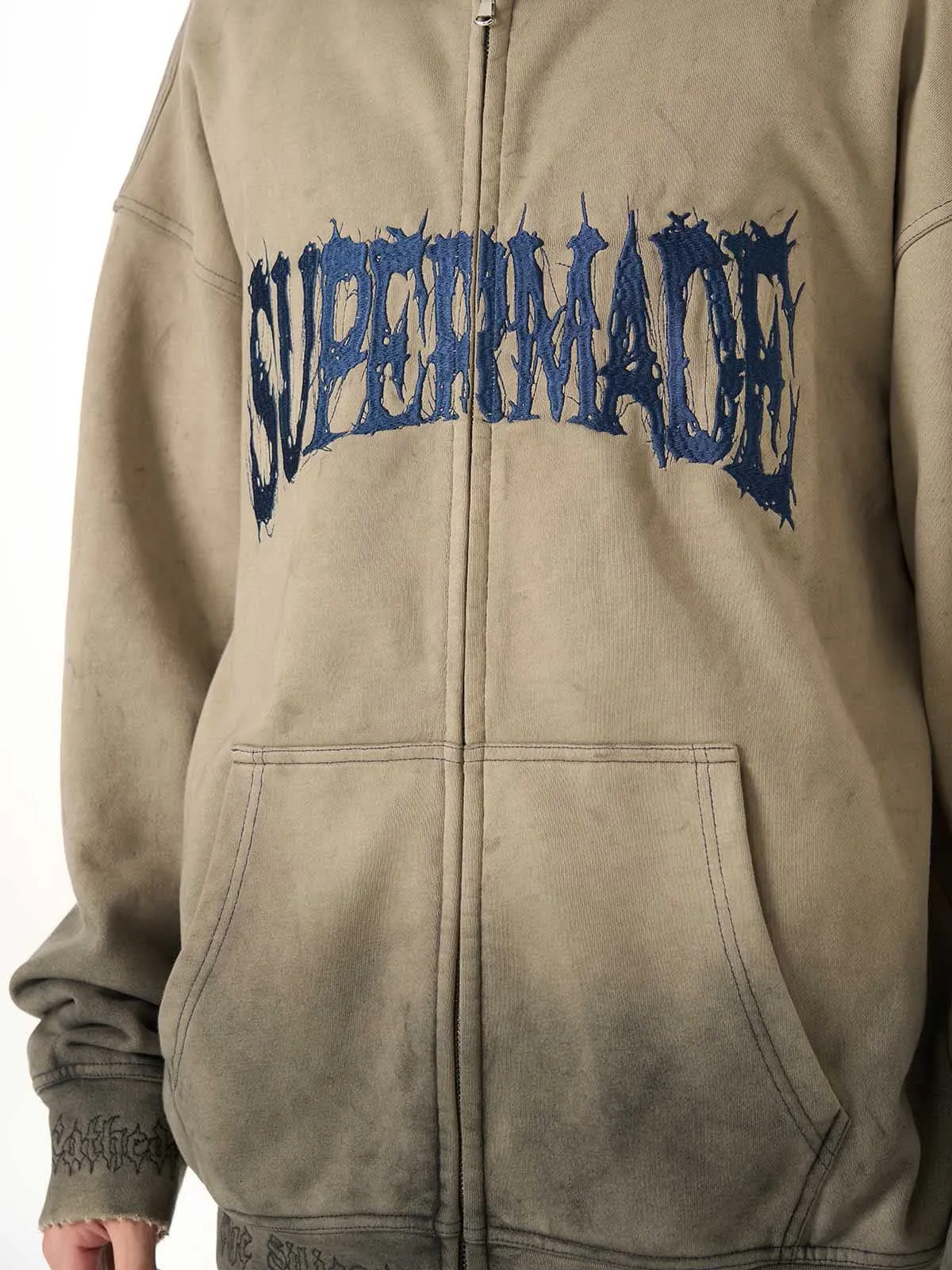 SUPERMADE Thorn Embroidery Zip Hooded Sweatshirt sold by Thesupermade product image thumbnail 4