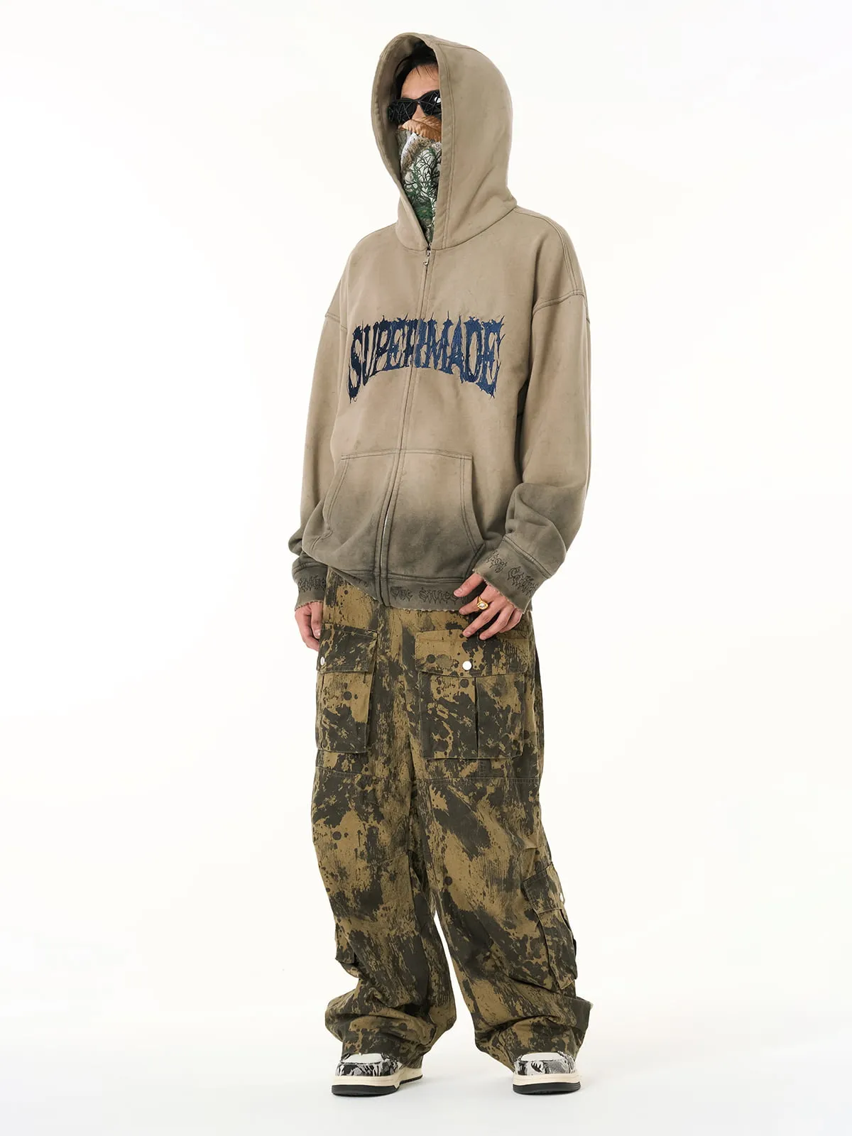 SUPERMADE Thorn Embroidery Zip Hooded Sweatshirt sold by Thesupermade