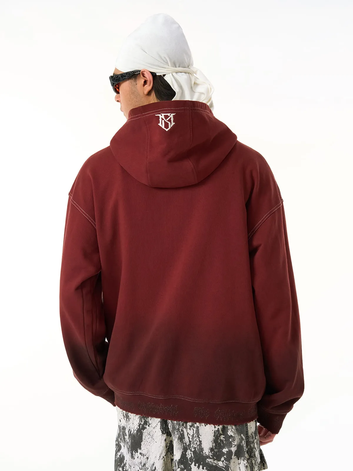 SPMD Embroidered Distressed Gradient Hooded Sweatshirt sold by Thesupermade product image thumbnail 3