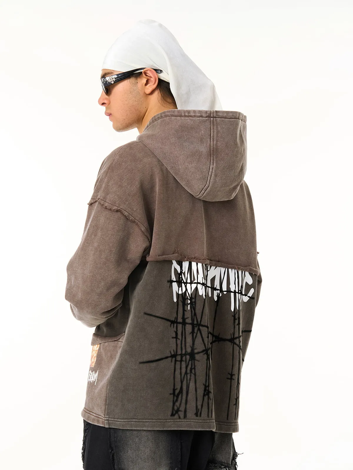 Distressed Thorn Destruction Painting Hooded Sweatshirt sold by Thesupermade product image thumbnail 3