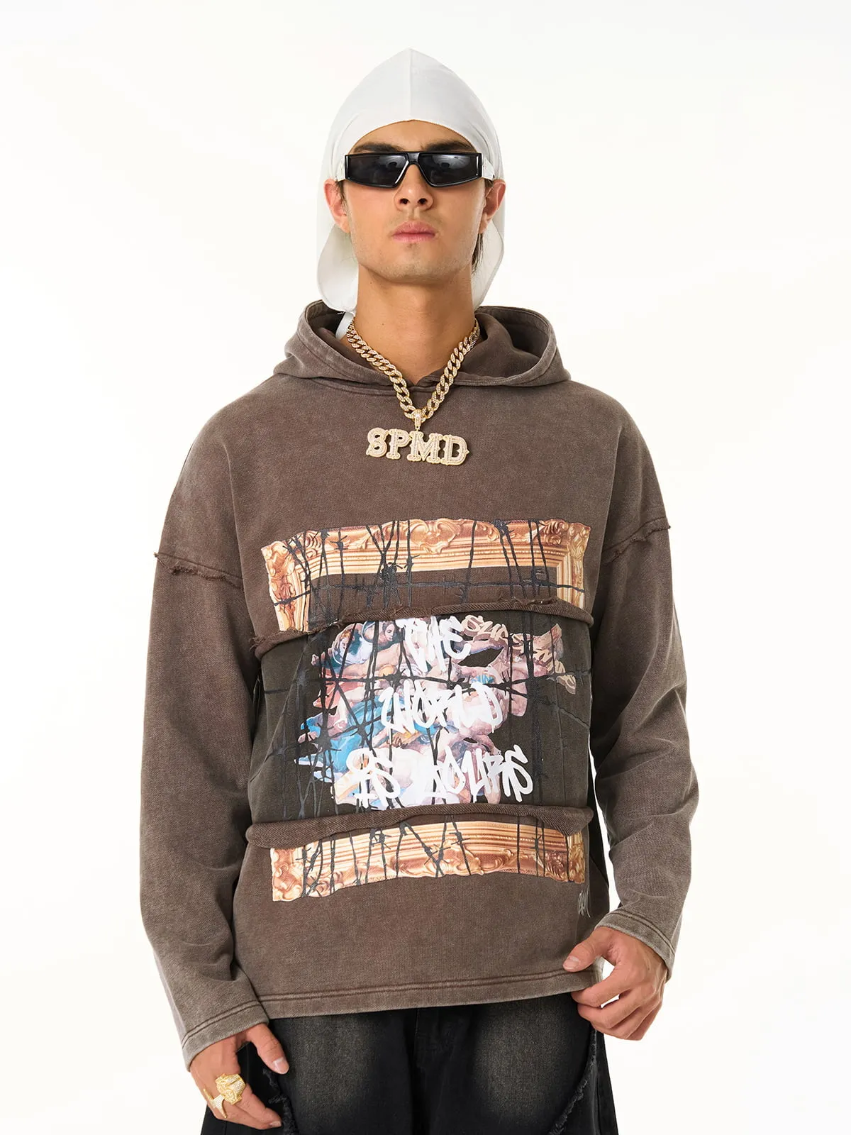 Distressed Thorn Destruction Painting Hooded Sweatshirt sold by Thesupermade product image thumbnail 4