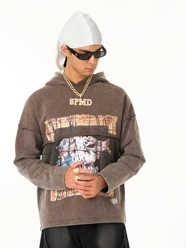 Distressed Thorn Destruction Painting Hooded Sweatshirt sold by Thesupermade