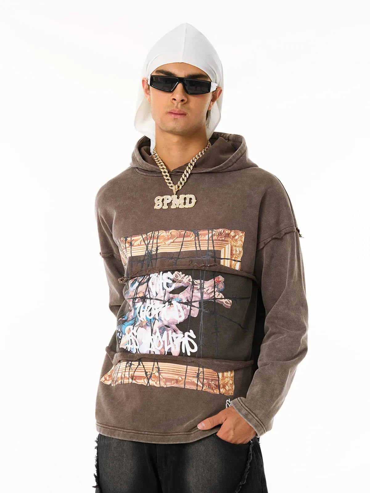 Distressed Thorn Destruction Painting Hooded Sweatshirt sold by Thesupermade product image thumbnail 5