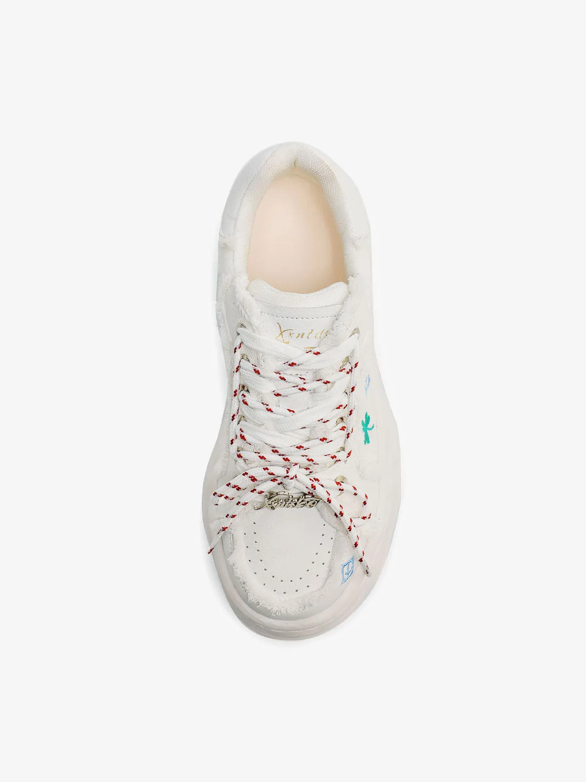 Vintage Frayed Denim Embroidered Floral Sneakers sold by Thesupermade product image thumbnail 5