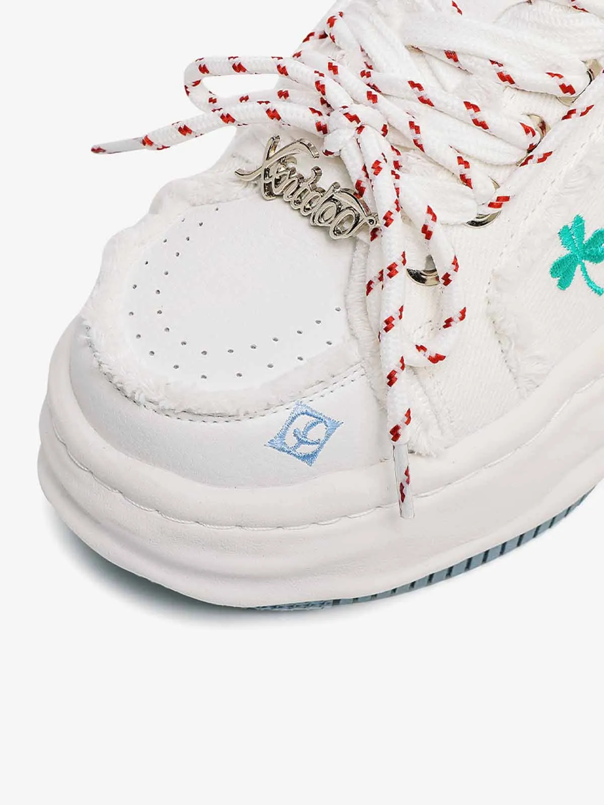 Vintage Frayed Denim Embroidered Floral Sneakers sold by Thesupermade product image thumbnail 2