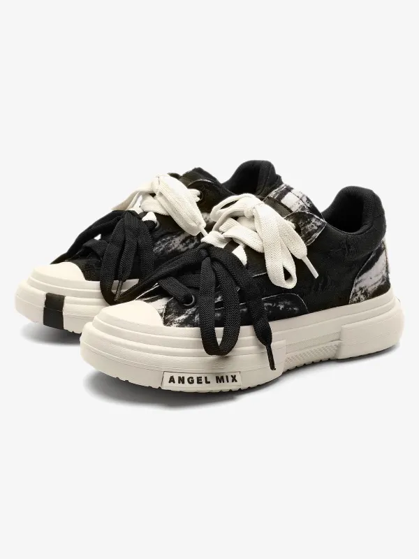 Platform Double Lace Canvas Sneakers sold by Thesupermade