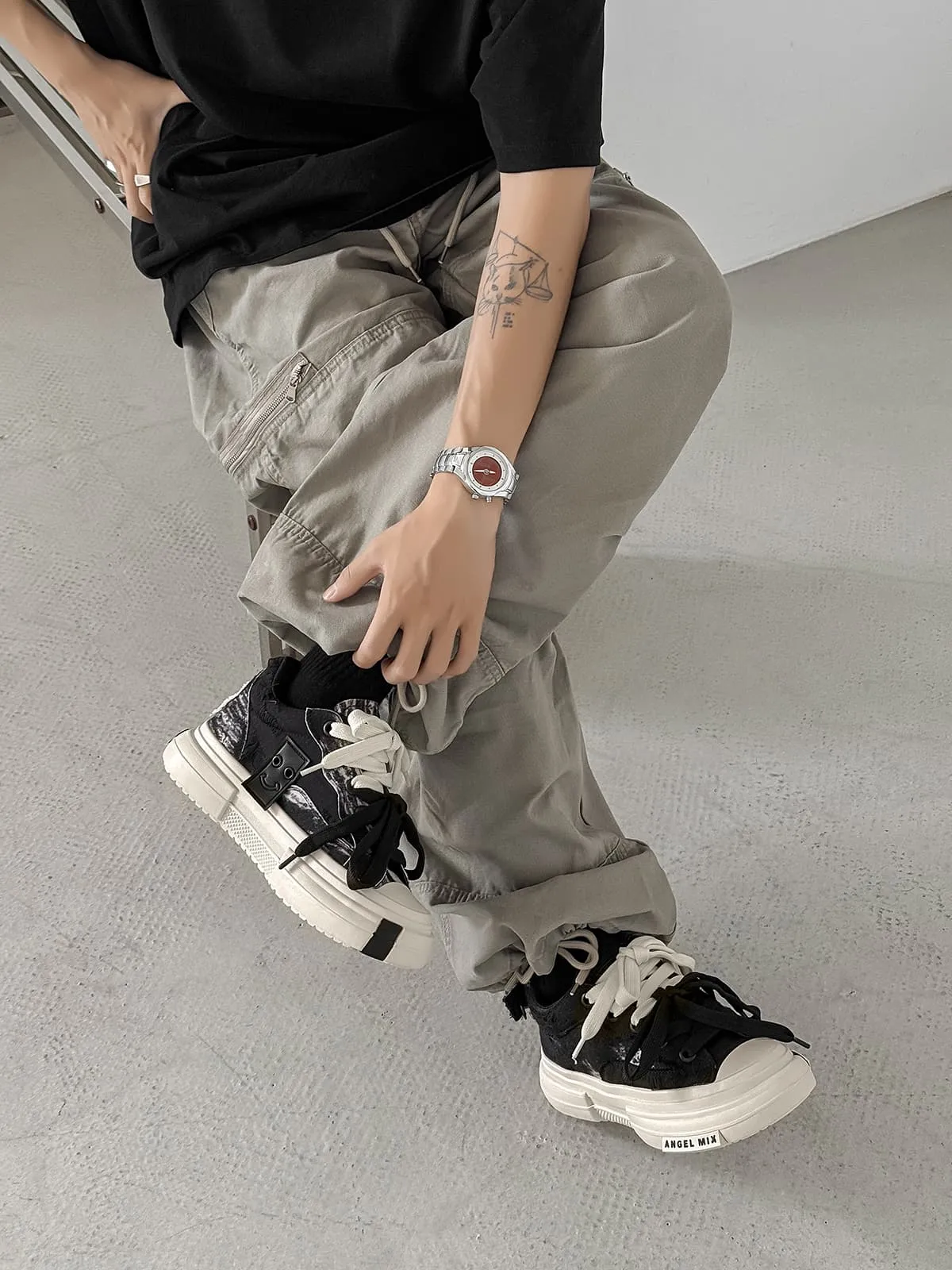 Platform Double Lace Canvas Sneakers sold by Thesupermade product image thumbnail 5