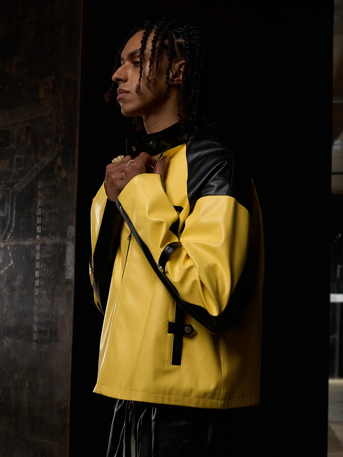 Original Contrast Color Leather Jacket sold by Thesupermade product image thumbnail 5