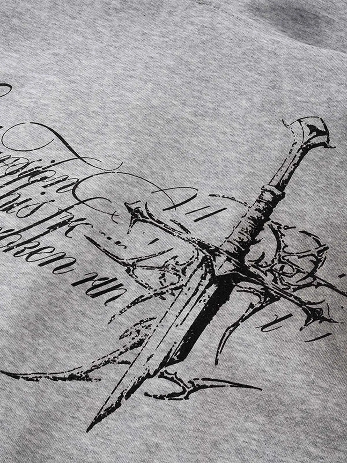 Street Wasteland Washed Cross Print Hooded Sweatshirt sold by Thesupermade product image thumbnail 5