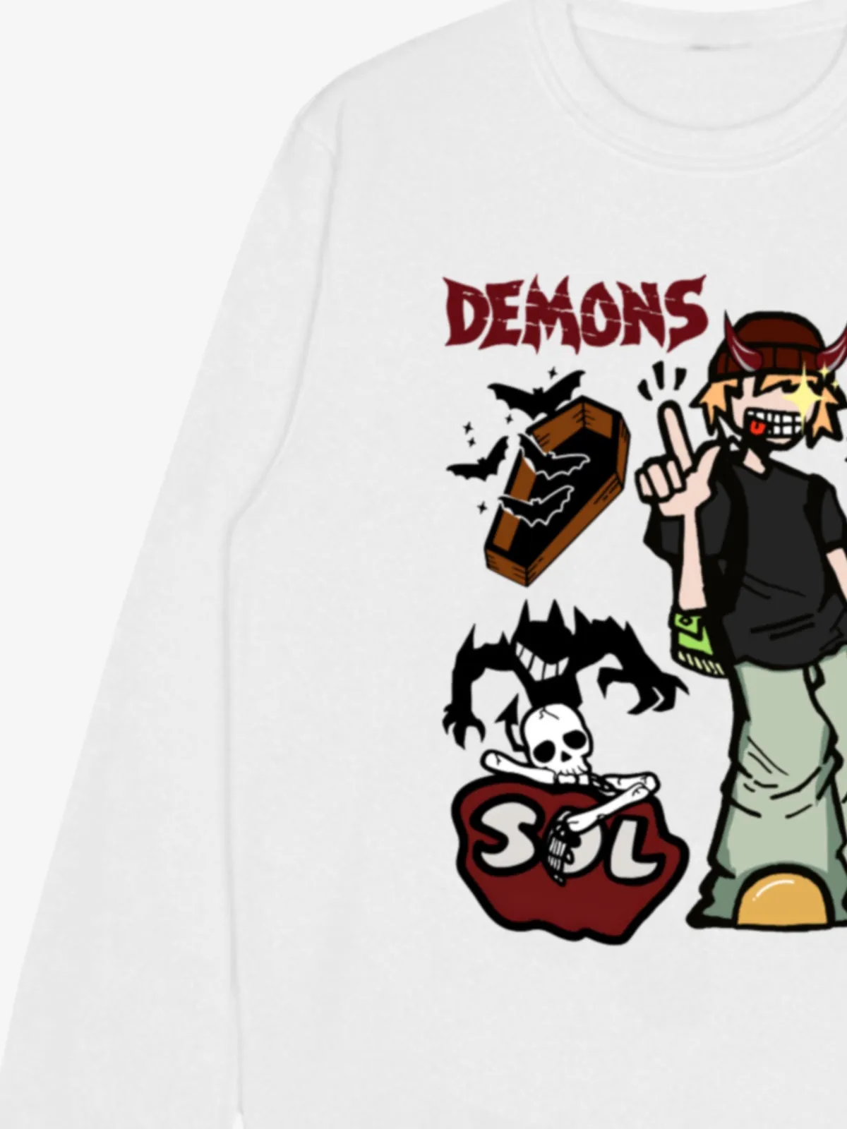 Demon Graphic White Sweatshirt sold by Thesupermade product image thumbnail 3