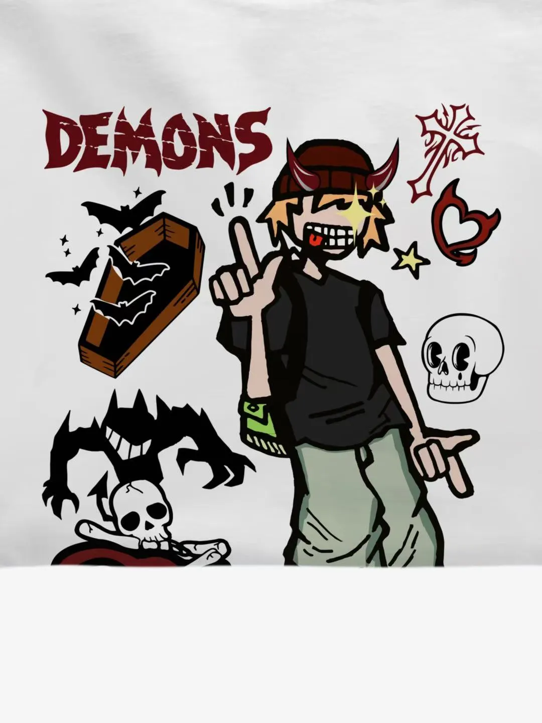 Demon Graphic White Sweatshirt sold by Thesupermade product image thumbnail 5