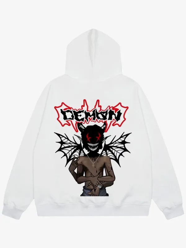 Demon Graphic Design White Hoodie sold by Thesupermade