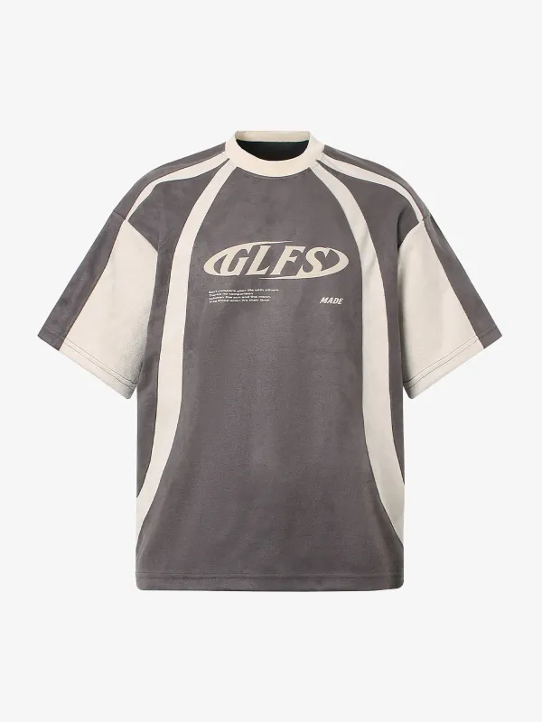 Deconstructed Contrast Color Stitching Printed T-shirt sold by Thesupermade