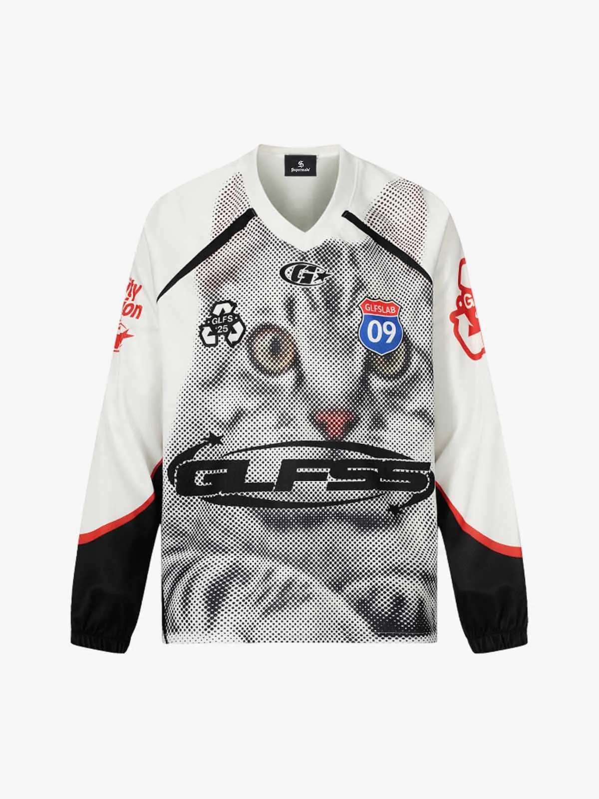 Retro Cat Digital Print Long Sleeve Jersey T-Shirt sold by Thesupermade