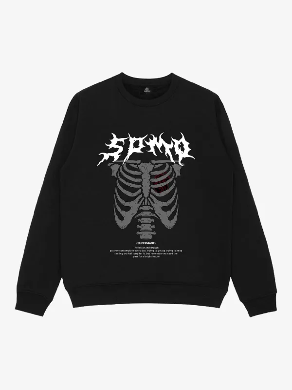 SPMD Gothic Skull Letter Print Crew Neck Sweatshirt sold by Thesupermade