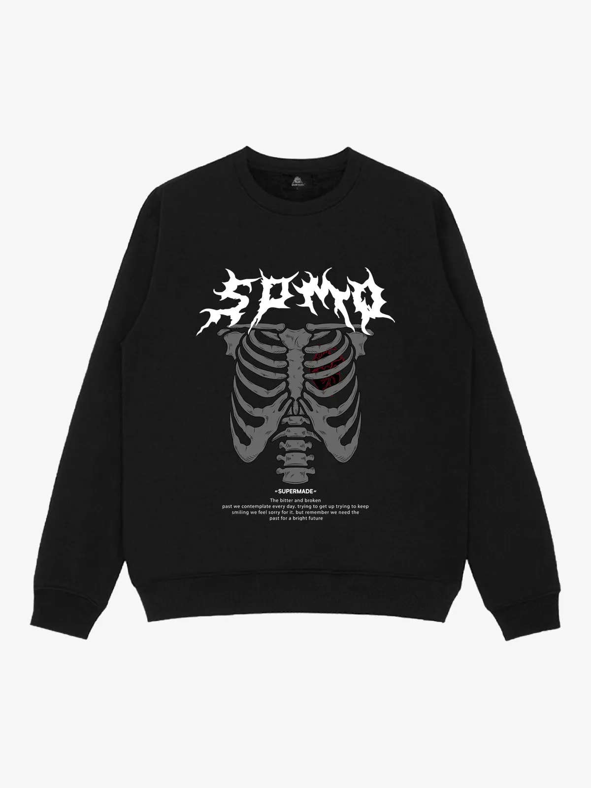 SPMD Gothic Skull Letter Print Crew Neck Sweatshirt sold by Thesupermade