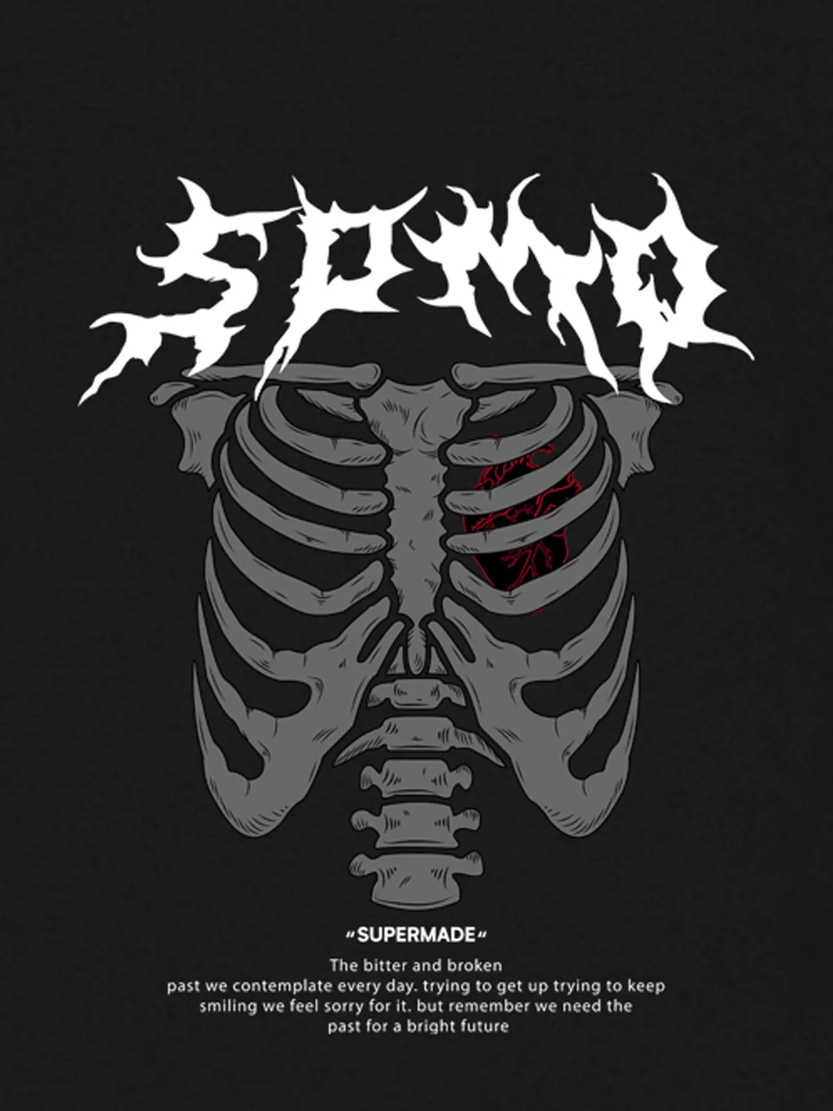 SPMD Gothic Skull Letter Print Crew Neck Sweatshirt sold by Thesupermade product image thumbnail 5