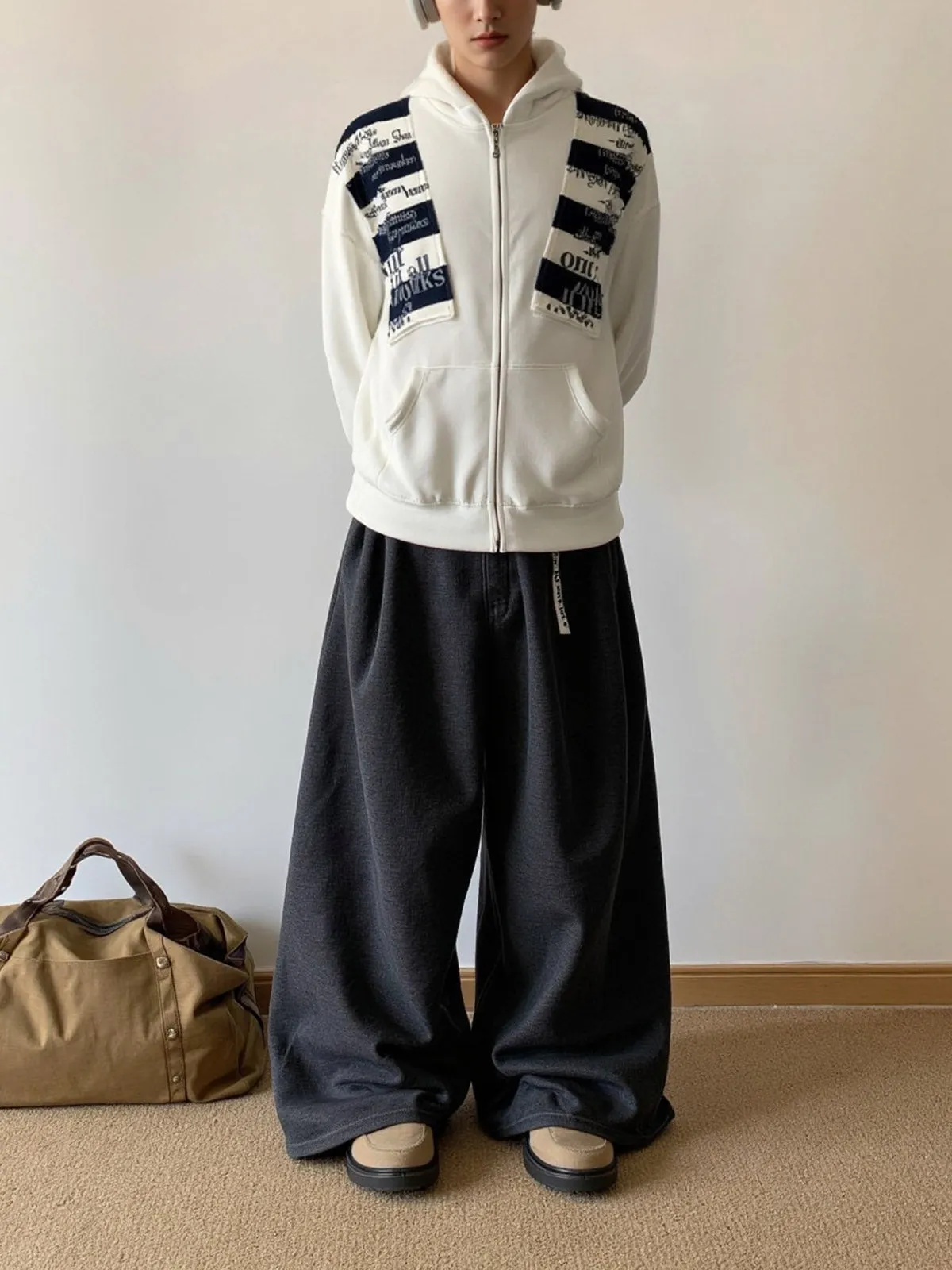 Retro Fake Two-Piece Zipper Hooded Sweatshirt sold by Thesupermade product image thumbnail 3