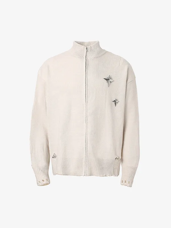 Heavy Cut Turtleneck Cardigan Zipper Sweater sold by Thesupermade