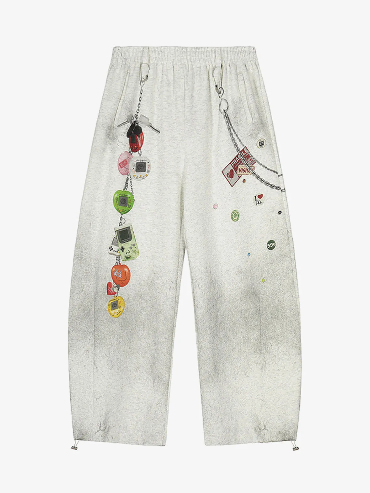 Retro Washed Creative Printed Barrel Pants sold by Thesupermade
