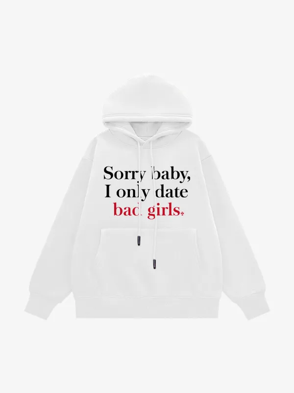 Street Contrast Letter Design Print Plush Hooded Sweatshirt sold by Thesupermade