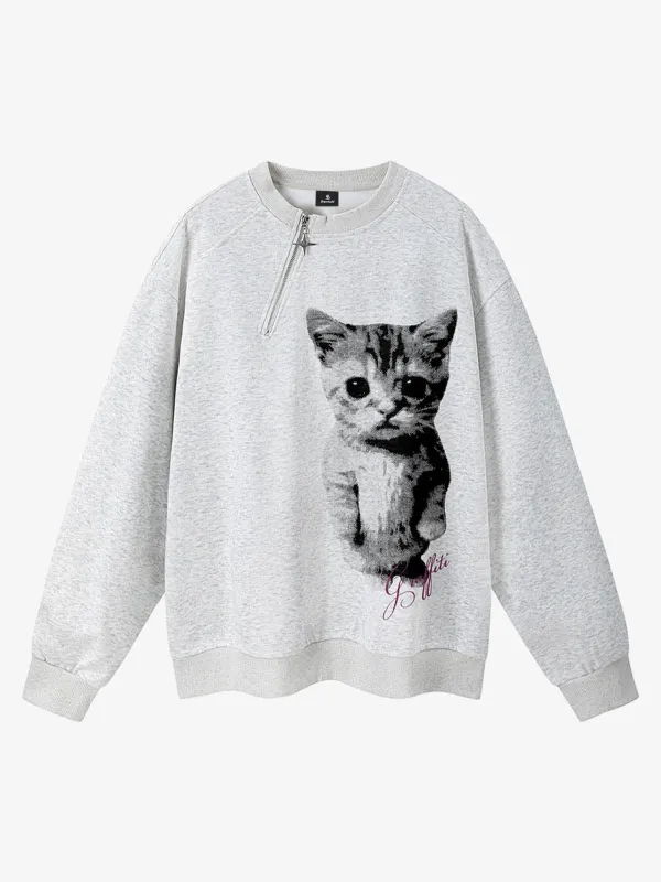 Standing Kitten Graphic Designer Zip Sweatshirt made by Thesupermade