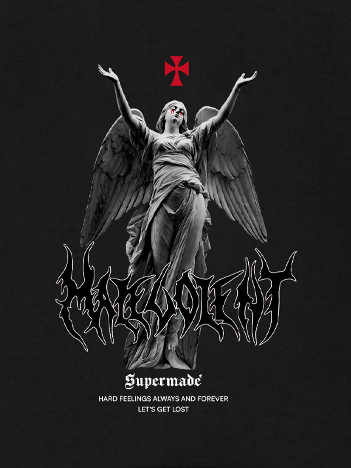Dark Gothic Angel Print Crew Neck Sweatshirt sold by Thesupermade product image thumbnail 4