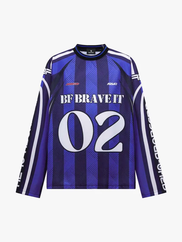 Loose Mesh Striped Hip-Hop Long Sleeve Jersey T-Shirt sold by Thesupermade