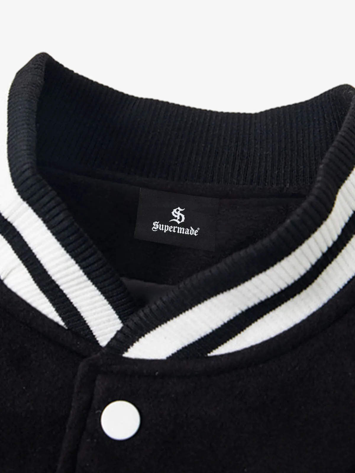 Retro Stripe With Contrast Stitching Baseball Jacket sold by Thesupermade product image thumbnail 3