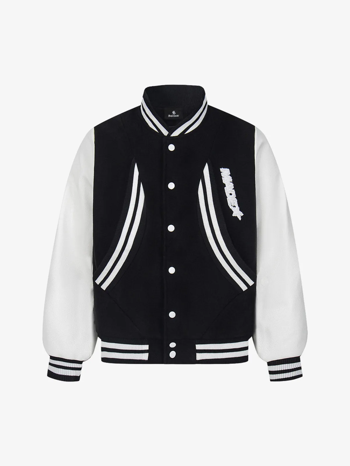 Retro Stripe With Contrast Stitching Baseball Jacket sold by Thesupermade