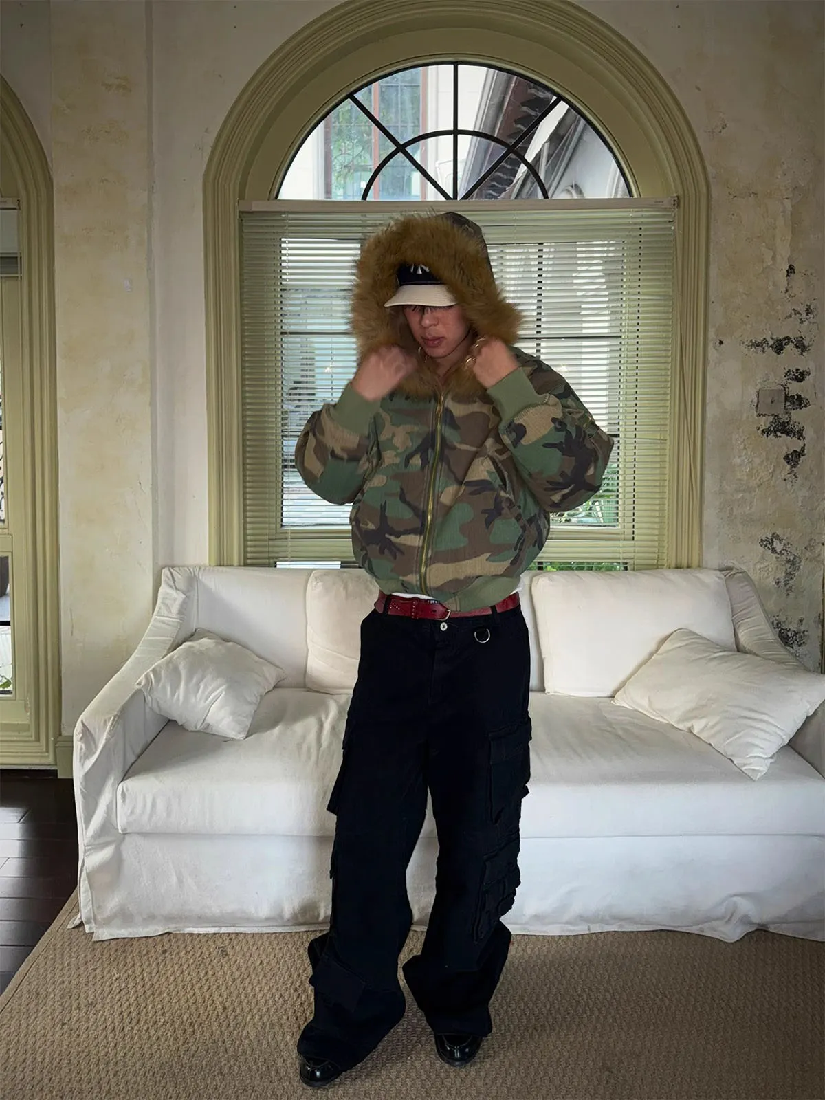 Camouflage Fur Collar Reversible Cotton Jacket - 2499 sold by Thesupermade product image thumbnail 3